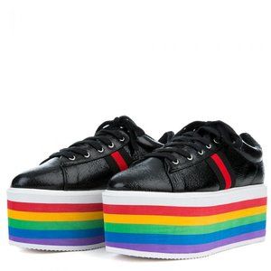 Cape Robbin Rainbow Platform Wedge Sneakers in Size 6M